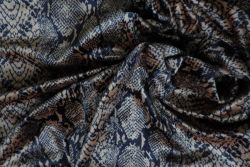 Ex Hobbs Deadstock Luxury Plush Stretch Glass Velour Snakeskin Print - Gold