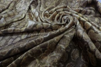 Ex Hobbs Deadstock Luxury Plush Stretch Glass Velour Python Print - Olive