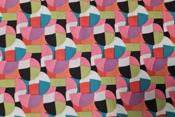 IT-DD050 Deadstock 100% Viscose Challis Digital Geometric Print - Multi - Remnant - 3m