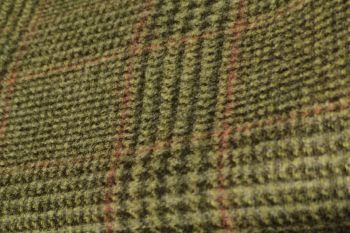 Ex Abraham Moons 100% Wool 'Prince Of Wales' Tweed Coating - Khaki