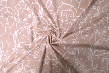 Exclusive Lady McElroy Crowded Faces - Blush Pink Marlie-Care Lawn - Remnant - 2m