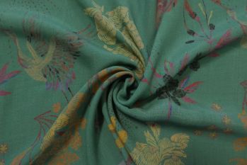 Lady McElroy Oriental Koi - Teal - Morracain Crepe - Remnant - 0.9m