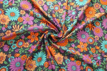 Lady McElroy Zinnia Garden - Rayon Crinkle