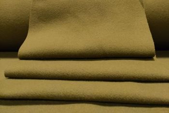 Deadstock 100% Wool Melton Style Plain Coating - Olive Green